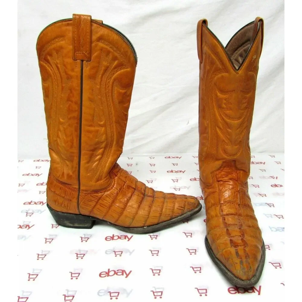 Team West men's size 27 mexico/ 8 EE Wide U.S. leather boots Crocodile Print